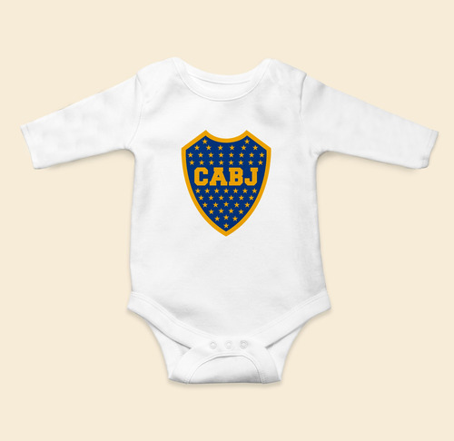 Body Para Bebé Personalizado Boca Juniors Escudo Manga Larga