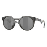 Óculos De Sol Oakley Hstn Verve Collection Matte Grey Smoke Cor Cinza Cor Da Armação Cinza Cor Da Lente Prata Desenho Redondo