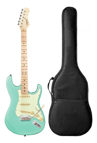 Kit Guitarra Stratocaster Tagima T-635 Surf Green Com Capa