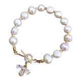 Oferta! Pulsera Baño Oro 18kt Exclusiva Perlas 0223