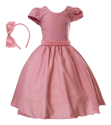 Vestido Infantil Rosé Festa Casamento Aniversário Formatura