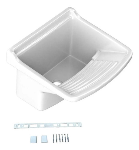 Pileta Fregadero Plástica Lavadero 15l Cocina Color Blanco