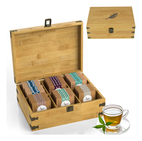 Zen Earth Inspired Caja Organizadora De Te De Madera, Baul D