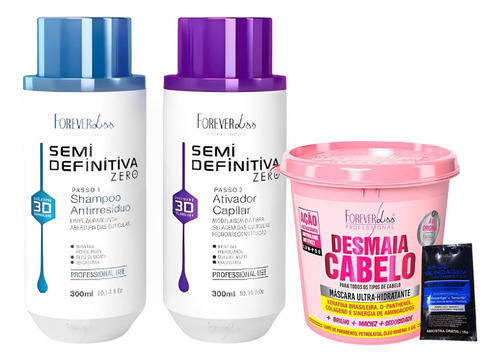 Forever Liss Progressiva 2x300ml + Desmaia Cabelo 350g 