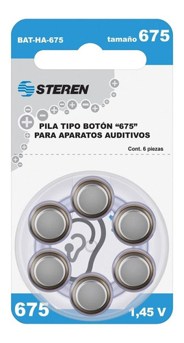 Pila Bateria Tipo Boton 675 Para Aparatos Auditivos 6 Piezas