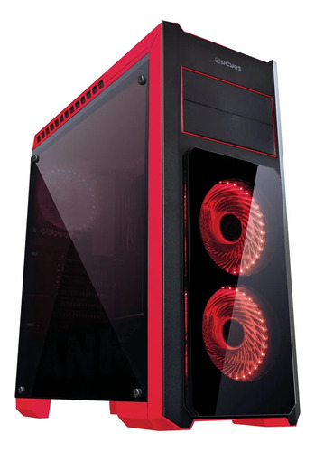 Gabinete Atx Tank Vermelho/preto Com Led Vermelho