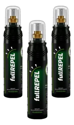 3x Repelente Fullrepel Adulto- 100ml C/ Icaridina- 10 Horas