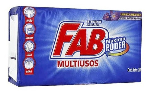 Jabon Detergente Fab En Barra 300 Gr Floral