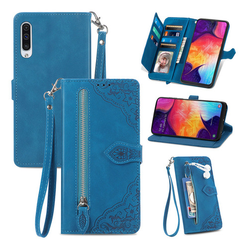 Funda De Piel Tipo Cartera Flip Flower Cards Para Samsung Ga