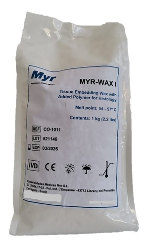Parafina Myr-wax I Para Histologia Inclusión Bolsa De 1 Kg. 