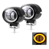 Par Faro 2 Hiper Led 20w Lupa 7d Ojo De Ángel Gel Ambar Fijo