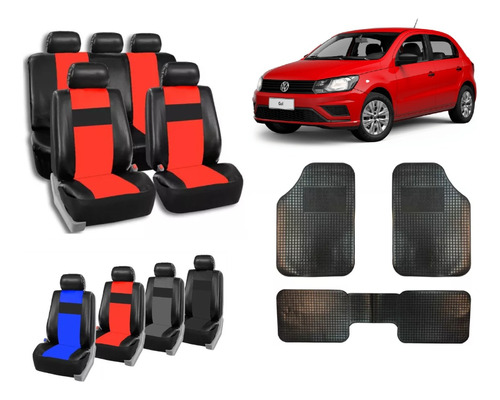 Fundas Cubre Asiento Cuerina Para Vw Gol Trend + Alfombra 3p