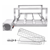 Churrasqueira Gira Grill 4 Espetos Inox + Grelha Peixe/frang