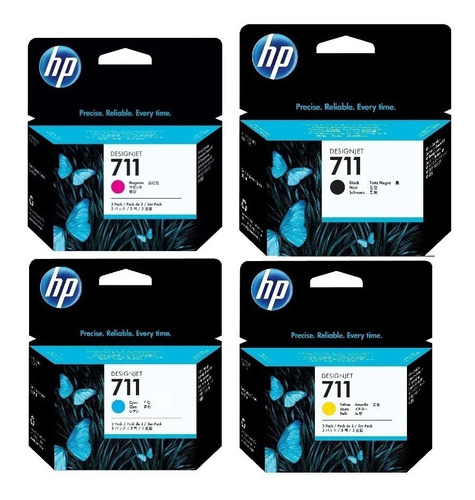 Combo Cartucho Hp 711 Negro 38ml Cian Amarillo Magenta 29ml