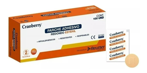 Parche Adhesivo Redondo Estéril  Cranberry Caja De 100 Unid