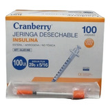 Jeringa Desechable Insulina Cranberry 29g X5/16 Caja X100 Capacidad En Volumen 1 Ml