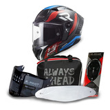 Casco Ls2 Ff805 Thunder C Carbon Supra, Azul Y Rojo, Talla Xl-gg 61-62