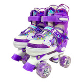 Patins Infantil Sereia Lilás C/ Luz Led - Tam 34-37