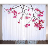 Cortinas De Panel Diseño De Cerezos Japoneses Blanco Rosa