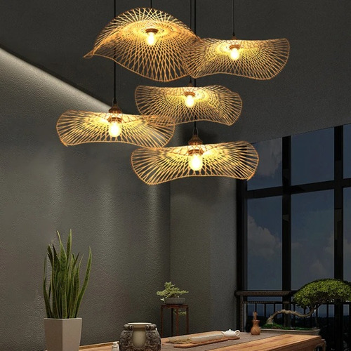 Lampara Colgante De Techo Bambú Bamboo Vietnam Ø65x18 1 Luz