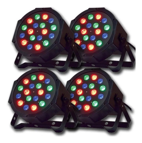 Luz Proton Led  Rgb Audio Dmx Fiesta Tacho Par Dj 18 X4 Uni.