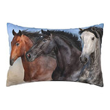 Funda De Almohada Queen Size Carreras De Tres Caballos,...