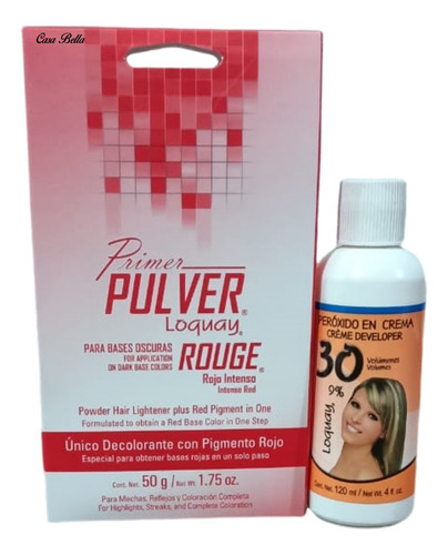 Polvo Decolorante Primer Pulver Rouge Loquay+ Peroxido 30vol