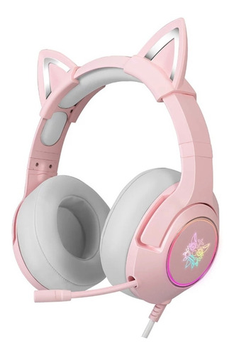 Audifonos  Gamer Onikuma K9 Rosado Pink Orejas Gato Pc/ps4