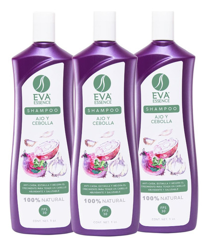Kit 3 Shampoo Eva Essence Ajo Y Cebolla 1l Regenerador 