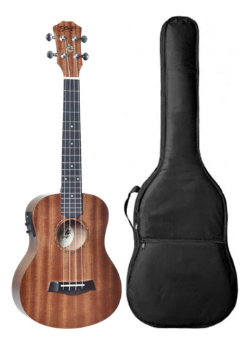 Kit Ukulele Tenor Seizi Bali Elétrico Sapele Laminado Capa