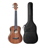 Kit Ukulele Tenor Seizi Bali Elétrico Sapele Laminado Capa