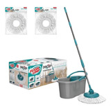 Kit 1 Mop Fit Giratório Flash Limp + 2 Refil De Microfibra