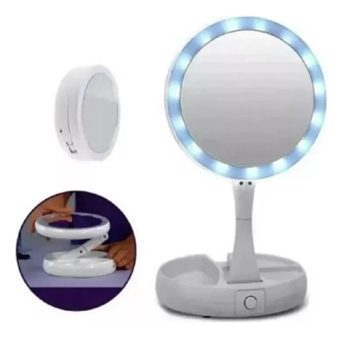 Espejo De Maquillaje Led Tocador Luz Doble Cara Aumento