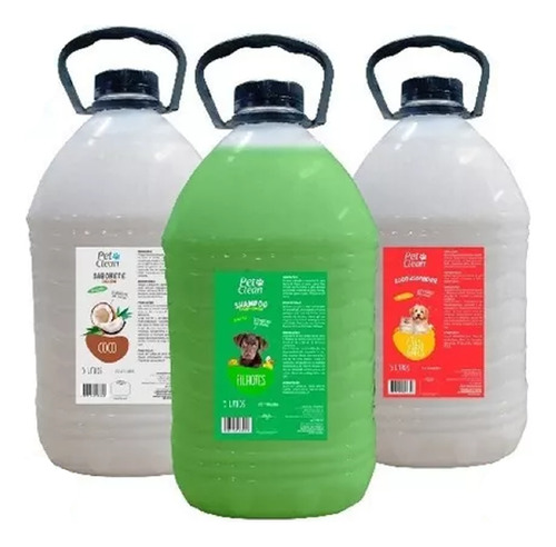 Kit 1 Pré Shampoo + 1 Shampoo + 1condicionador Pet Clean 5l 