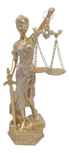 Estátua Deusa Dama Justiça Têmis 22 Cm Dourado Brilho