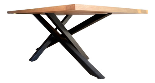 Mesa De Comedor Fierro Y Madera Industrial Da Vinci Natural