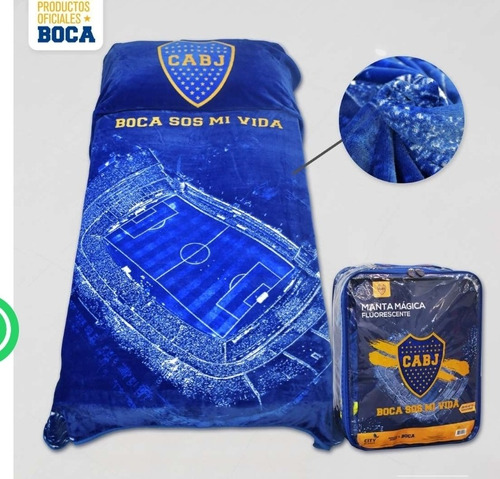 Manta Frazada Luminosa Boca Juniors 1,50 X 2,20 Cm Original 
