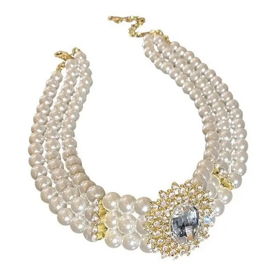 Gargantilla De Perlas Y Hermoso Cristal De Zirconias Eventos Dorado