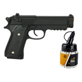 Pistola Airsoft Toda De Metal Spring Pt92 + 1000 Bolinhas