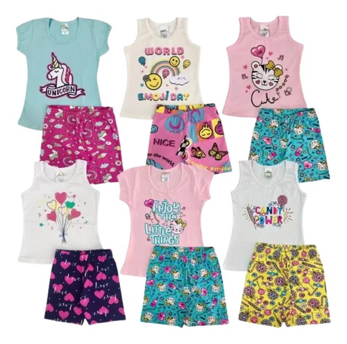 Conjunto Infantil Menina Roupas Crianças Feminino Verão