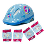 Kit Proteção Infantil Capacete Kids Shake Unicórnio D/ Bike