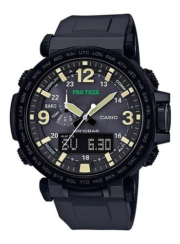 Reloj Casio Pro Trek Triple Sensor Original Hombre Color De La Correa Negro Color Del Bisel Negro Color Del Fondo Negro