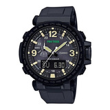 Reloj Casio Pro Trek Triple Sensor Original Hombre Color De La Correa Negro Color Del Bisel Negro Color Del Fondo Negro