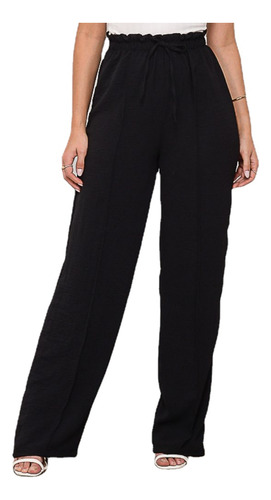 Calça Pantalona Wide Leg Flare Social Duna Luxo Cintura Alta