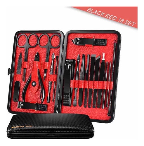 Kit Set Manicura Pedicura Estuche 18 Pzs Alicate Tijera Lima