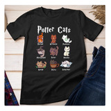 Polera Unisex Gato Gatitos Potter Cats Algodon Estampado