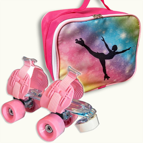 Patines Extensibles Leccese Classic Rosa + Bolso Patinadora