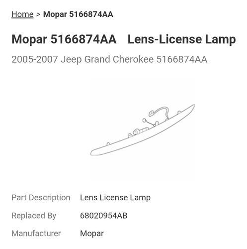 Luz Patente Acrlico Jeep Grand Cherokee 05-07 Derecha Mopar Foto 7