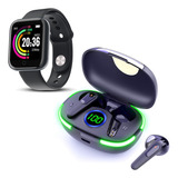 Kit Audífonos Inalámbricos Bluetooth Reloj Smartwatch 1.44''