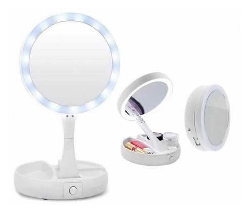 Espejo De Maquillaje Led Tocador Luz Doble Cara Aumento